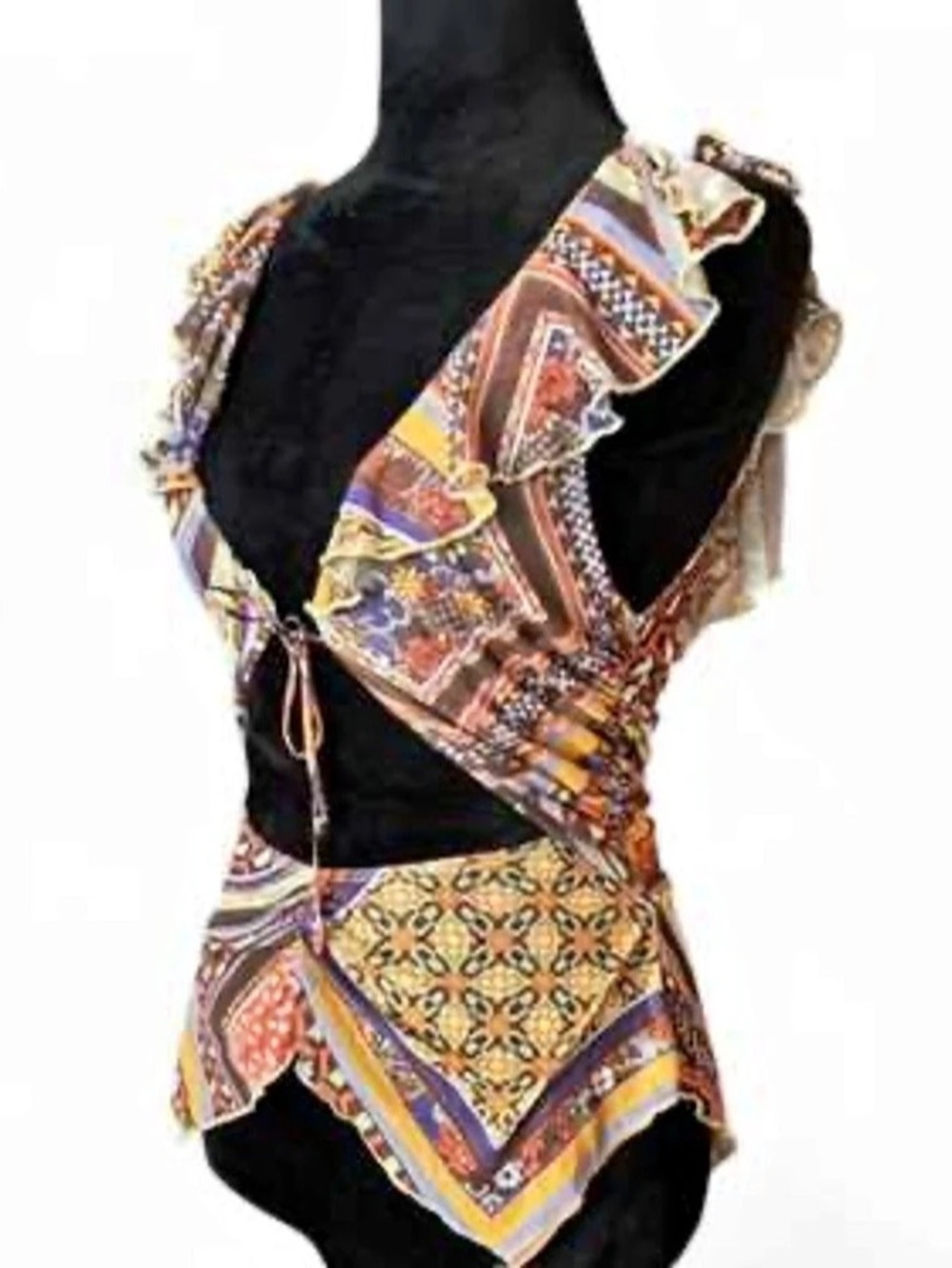 Urban Outfitters Printed Top in Brown & Orange